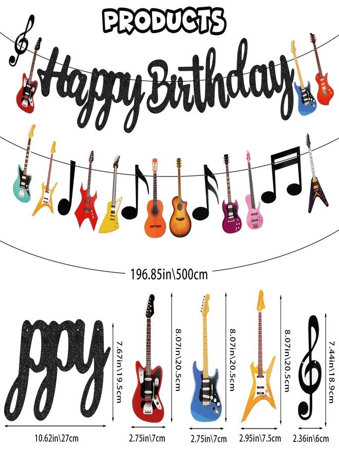 Abilat 2 Pcs Guitar Happy Birthday Party Banner Music Theme Party Backdrop Decorations Guitar Cutout Banner for Rock and Roll Party - Image 2